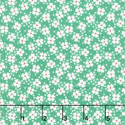 Aunt Grace Goes Bold - Small Flowers Green Yardage