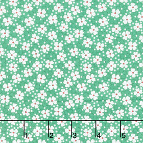 Aunt Grace Goes Bold - Small Flowers Green Yardage