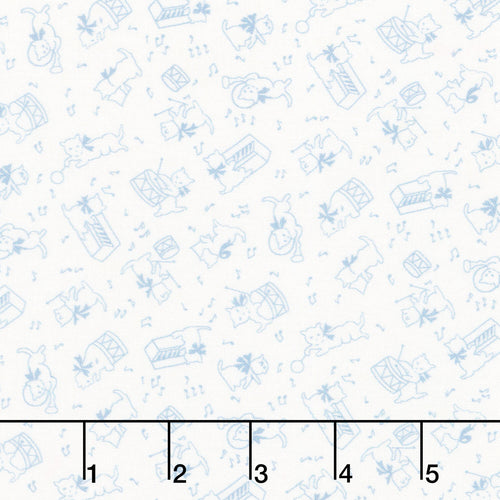 Aunt Grace Rock My Baby - Cat Blue Yardage