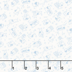 Aunt Grace Rock My Baby - Cat Blue Yardage