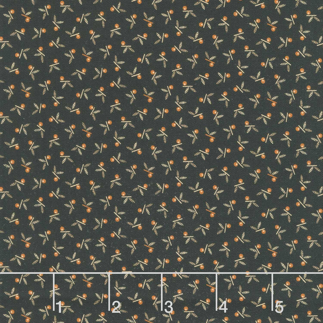 Midnight Cheddar - Dot Leaf Black Yardage