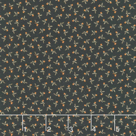 Midnight Cheddar - Dot Leaf Black Yardage