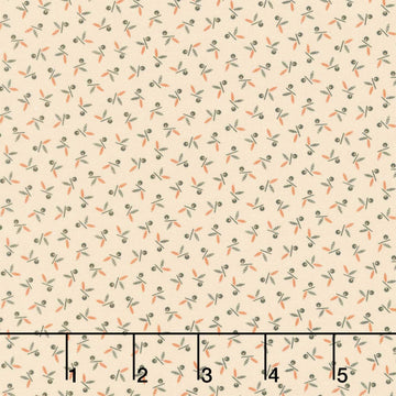 Midnight Cheddar - Dot Leaf Cream Yardage