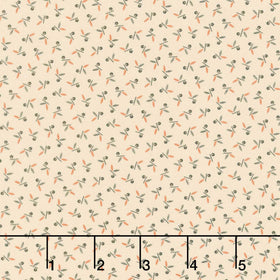 Midnight Cheddar - Dot Leaf Cream Yardage