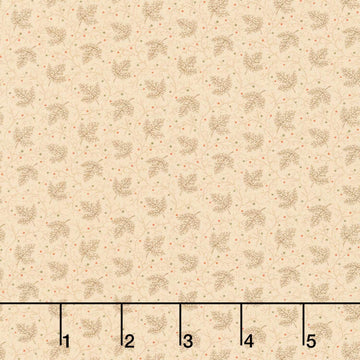 Midnight Cheddar - Transparent Leaves Tan Yardage