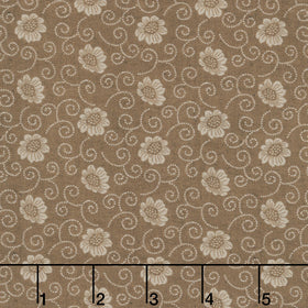 Oak Alley - Scroll Flower Brown Yardage