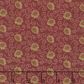 Oak Alley - Scroll Flower Red Yardage