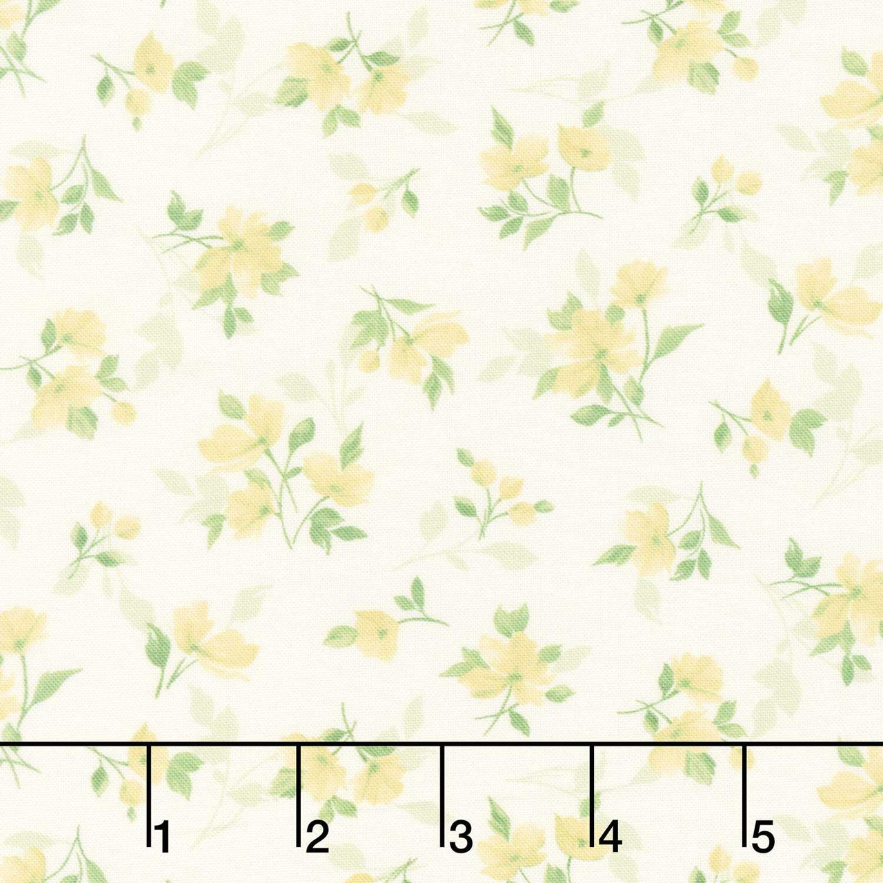 Buttercup & Blues - Tossed Floral Yellow Yardage