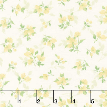 Buttercup & Blues - Tossed Floral Yellow Yardage