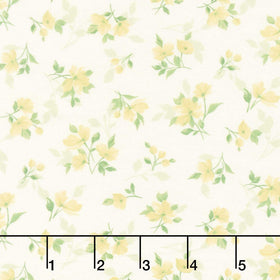 Buttercup & Blues - Tossed Floral Yellow Yardage