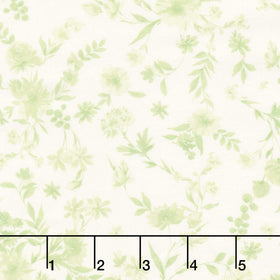 Buttercup & Blues - Viney Floral Lime Yardage