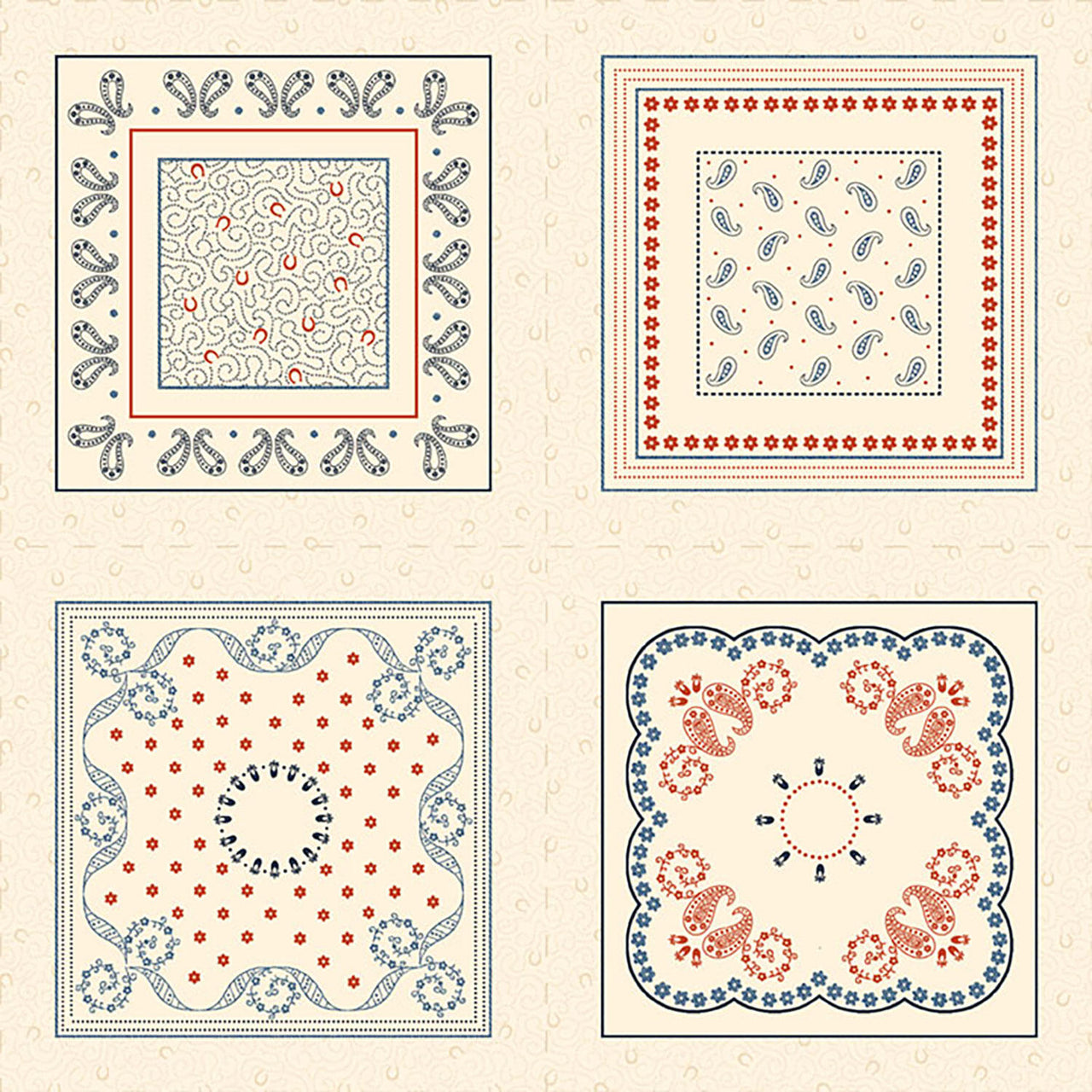Bandana Bliss - Squares Cream Panel