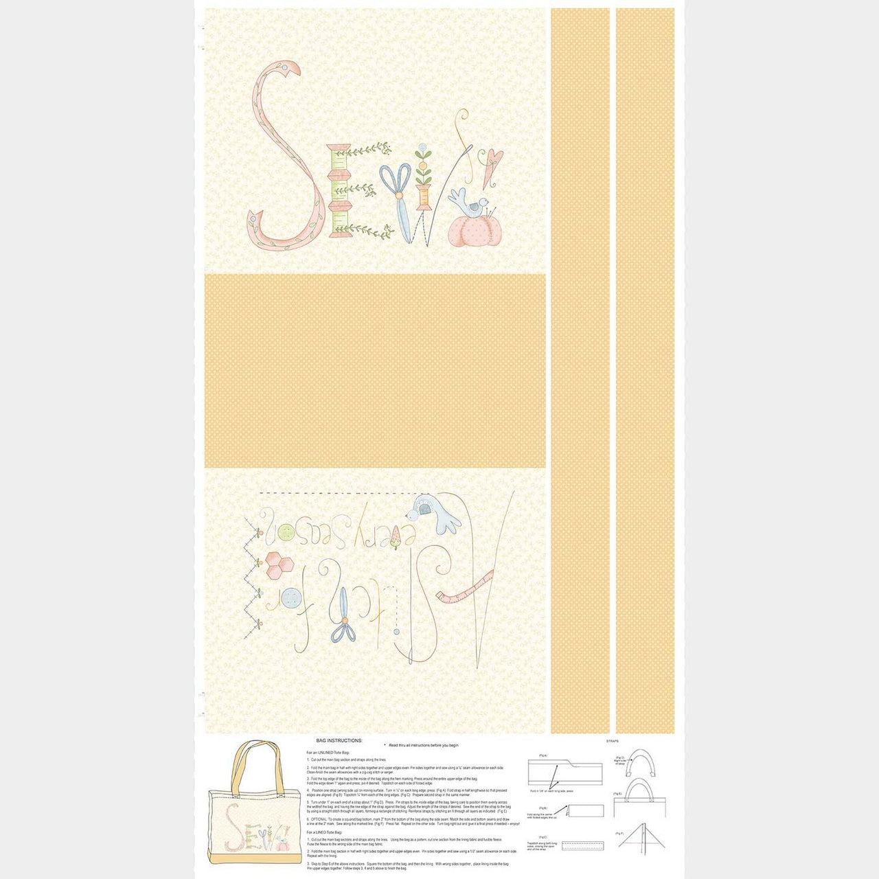 A Stitch For Every Season - Floral Tote Bag Cream Panel