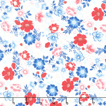 Star Spangled Beauty - Flower Parade Soft White Yardage