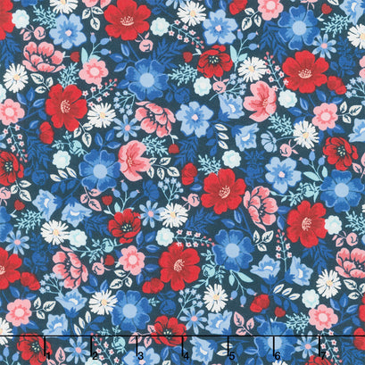 Star Spangled Beauty - Flower Parade Navy Yardage