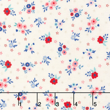 Star Spangled Beauty - Bouquets Soft White Yardage