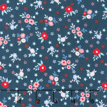 Star Spangled Beauty - Bouquets Navy Yardage
