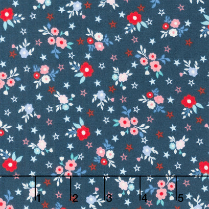 Star Spangled Beauty - Bouquets Navy Yardage