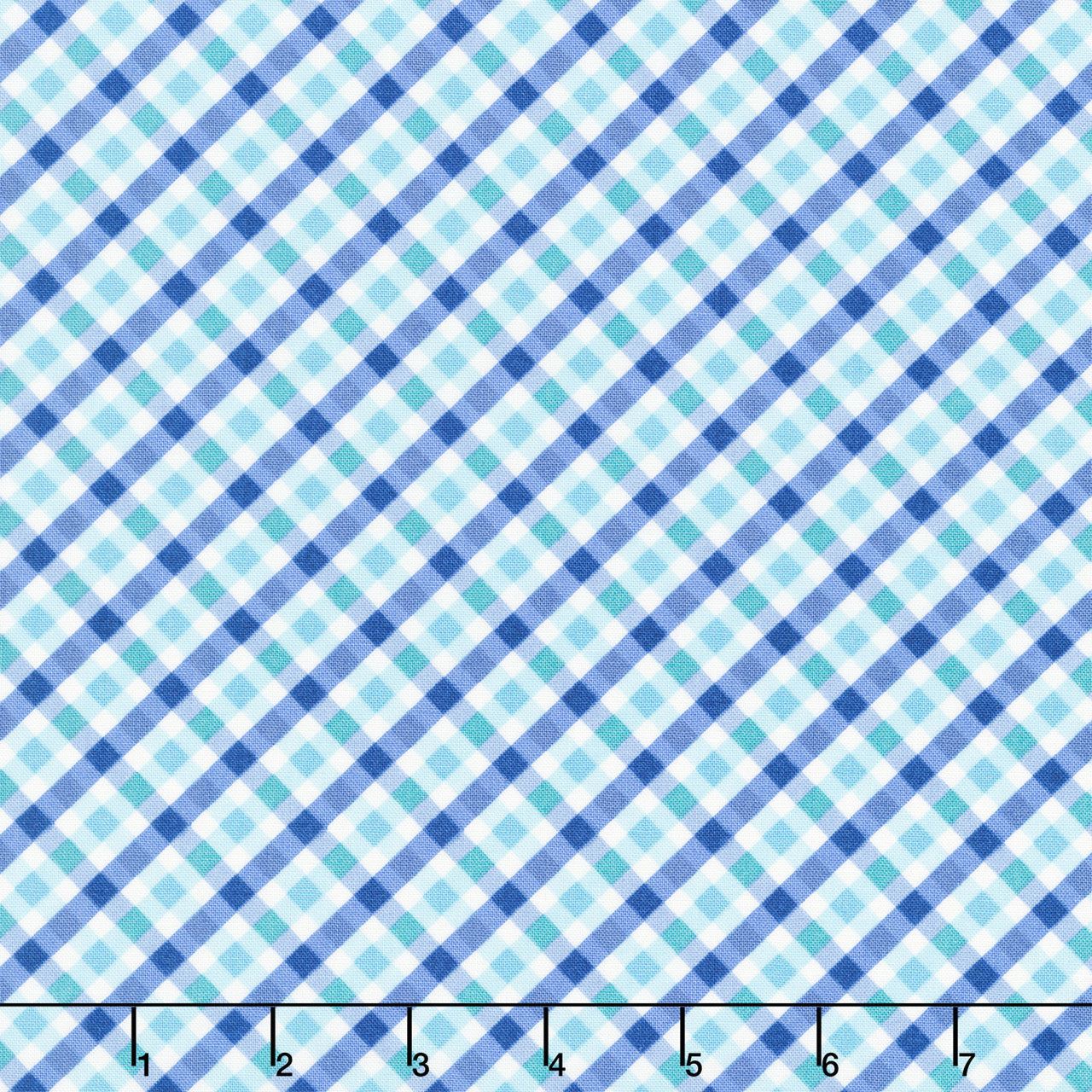 Star Spangled Beauty - Bias Gingham Blue Aqua Yardage
