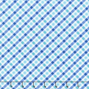 Star Spangled Beauty - Bias Gingham Blue Aqua Yardage