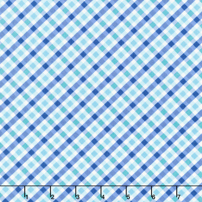 Star Spangled Beauty - Bias Gingham Blue Aqua Yardage