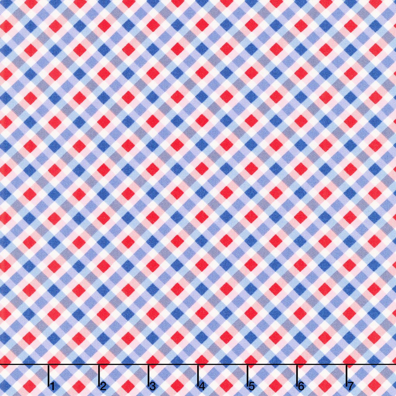 Star Spangled Beauty - Bias Gingham Blue Red Yardage