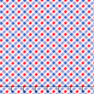 Star Spangled Beauty - Bias Gingham Blue Red Yardage