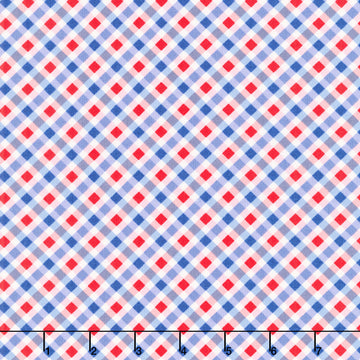 Star Spangled Beauty - Bias Gingham Blue Red Yardage