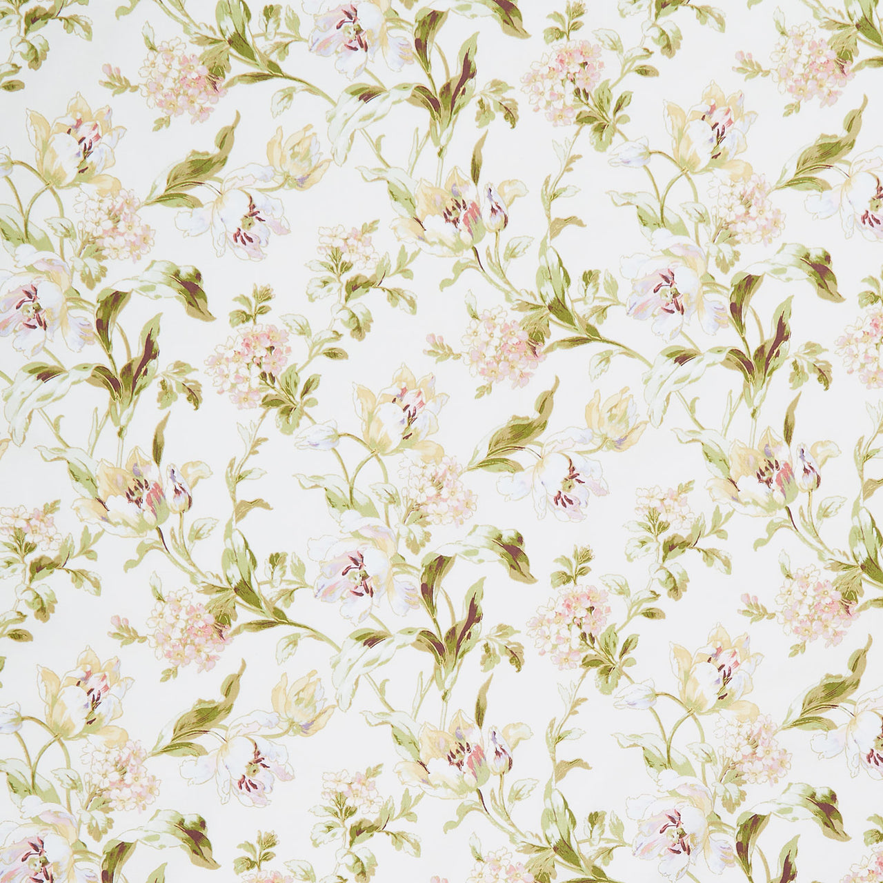 Grand Entrance - Scrolling Tulips Cream Metallic Yardage