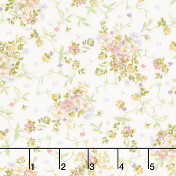 Grand Entrance - Scattered Bouquet Cream Metallic Yardage