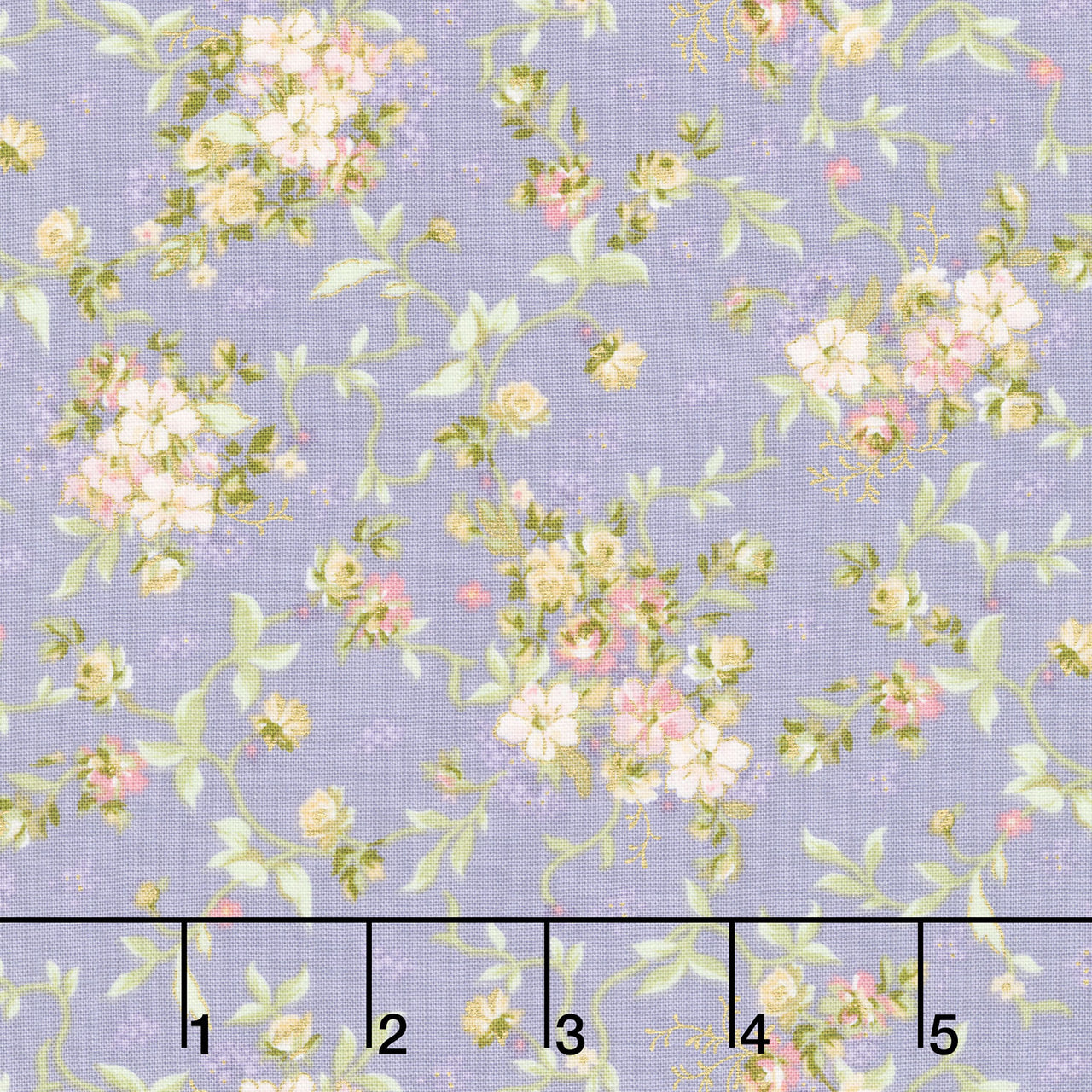 Grand Entrance - Scattered Bouquet Medium Purple Metallic Yardage