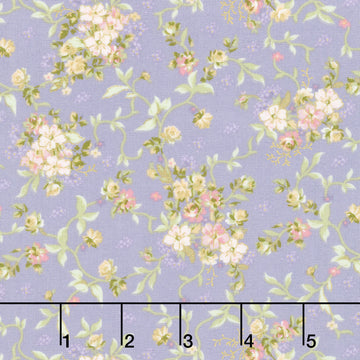 Grand Entrance - Scattered Bouquet Medium Purple Metallic Yardage