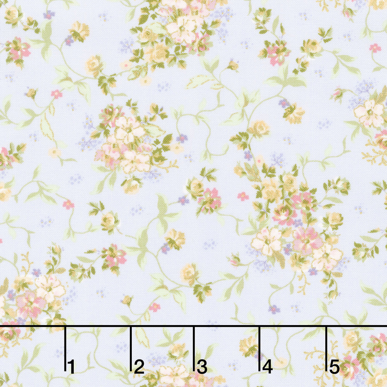 Grand Entrance - Scattered Bouquet Light Purple Metallic Yardage