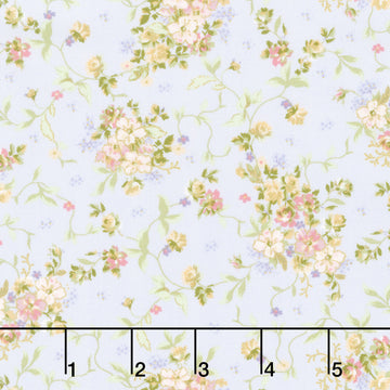 Grand Entrance - Scattered Bouquet Light Purple Metallic Yardage