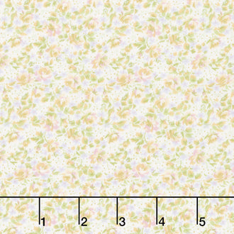 Grand Entrance - Packed Floral Metallic Cream Yardage