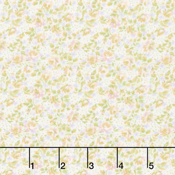 Grand Entrance - Packed Floral Metallic Cream Yardage