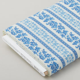 All Our Hearts - Flower Stripe Cream/Blue 8 Yard Bolt