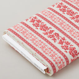 All Our Hearts - Flower Stripe Cream/Red 8 Yard Bolt