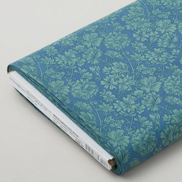 Cottage Flowers - Mallow Navy/Green 8 Yard Bolt