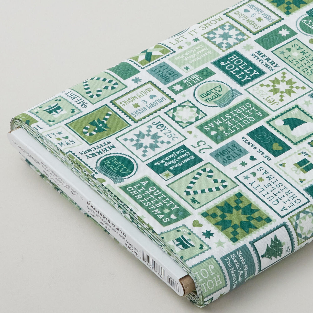 Quilty Little Christmas - Letters Green 8 Yard Bolt