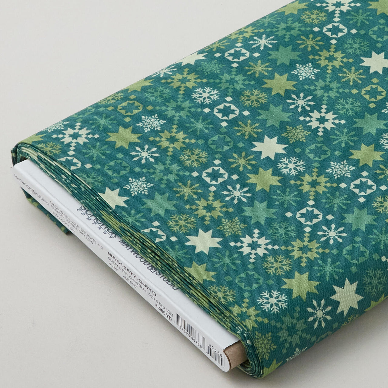 Quilty Little Christmas - Snowflake Green 8 Yard Bolt