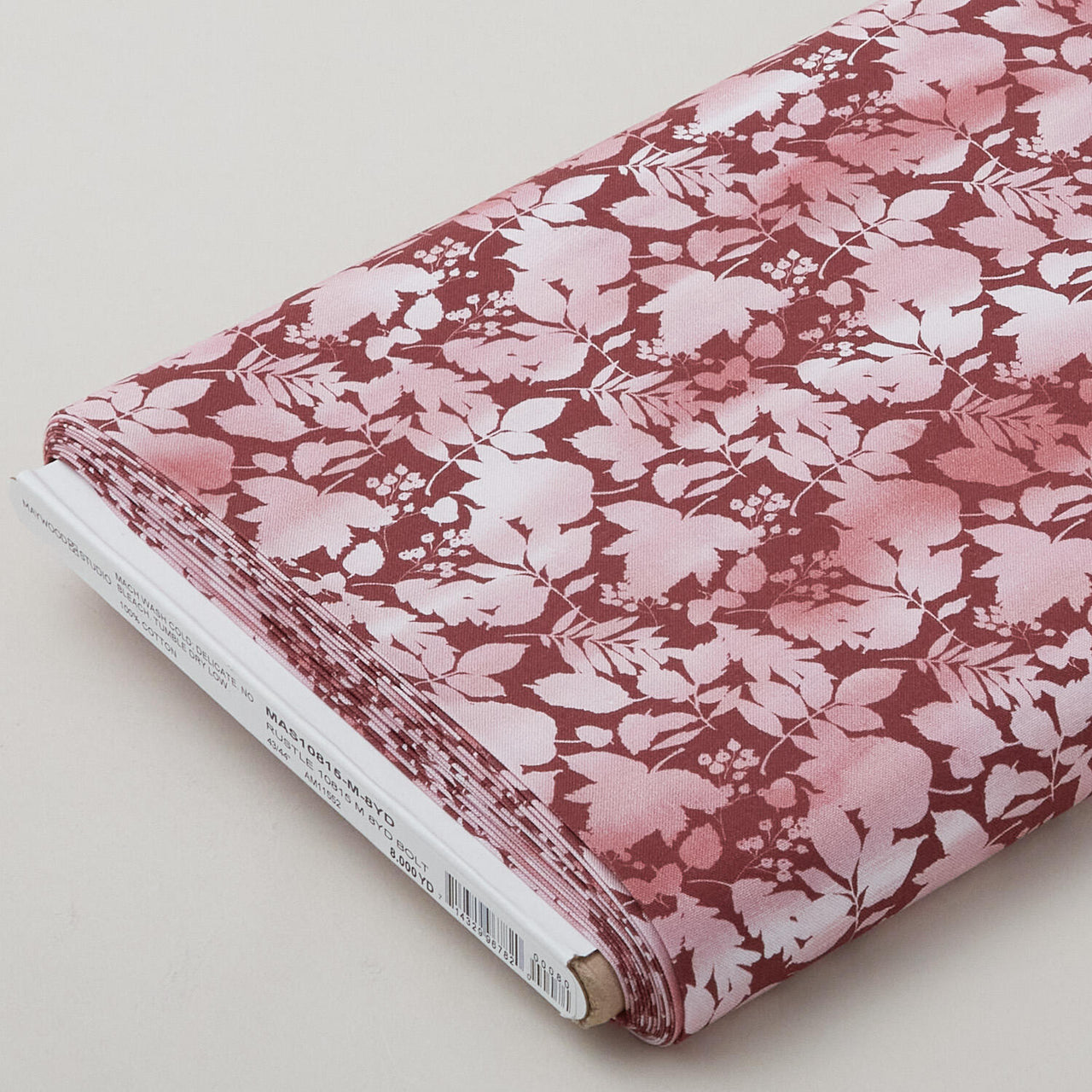 Rustle - Watercolor Leaves Maroon 8 Yard Bolt