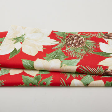 Glad Tidings Favorites - Poinsettia Red Metallic 2 Yard Cut