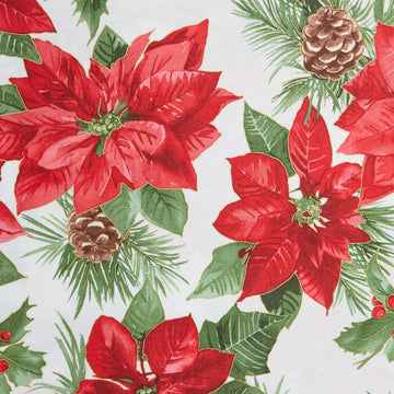 Glad Tidings Favorites - Poinsettia White Metallic 2 Yard Cut