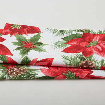Glad Tidings Favorites - Poinsettia White Metallic 2 Yard Cut