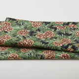 Glad Tidings Favorites - Pinecones Black Metallic 2 Yard Cut