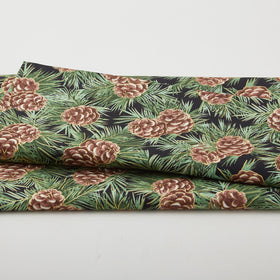 Glad Tidings Favorites - Pinecones Black Metallic 2 Yard Cut
