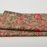 Glad Tidings Favorites - Pinecones Red Metallic 2 Yard Cut