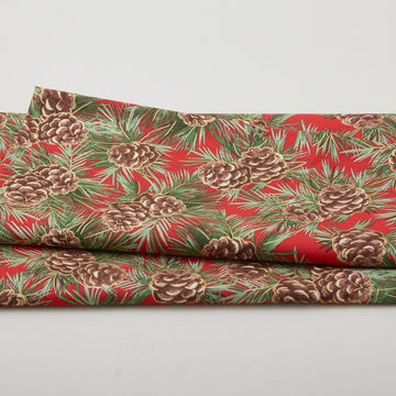 Glad Tidings Favorites - Pinecones Red Metallic 2 Yard Cut