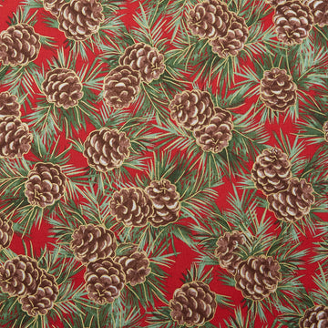 Glad Tidings Favorites - Pinecones Red Metallic 2 Yard Cut